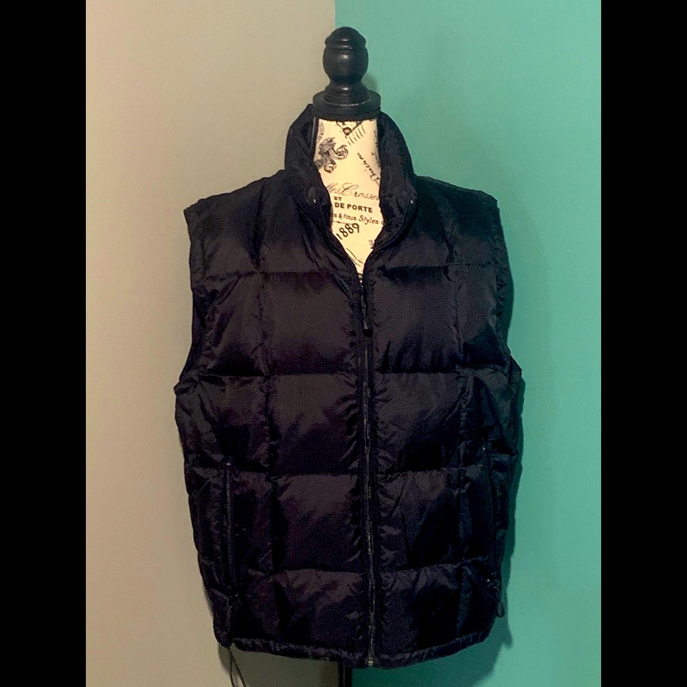 GAP Black Down Zip Front Puffer Vest